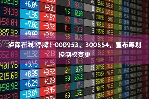 泸深在线 停牌！000953、300554，宣布筹划控制权变更